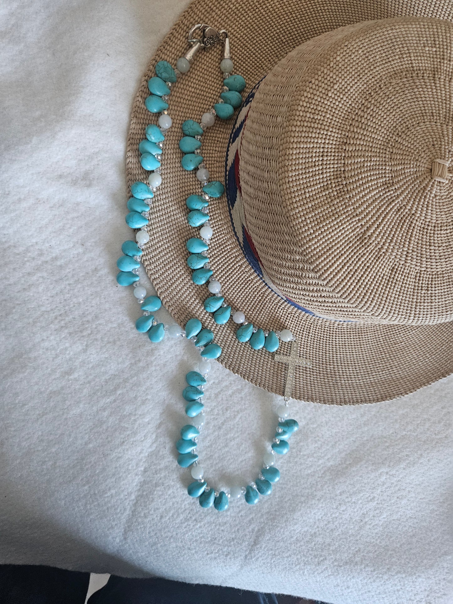 Denim Blue Feldspar and Cross Necklace