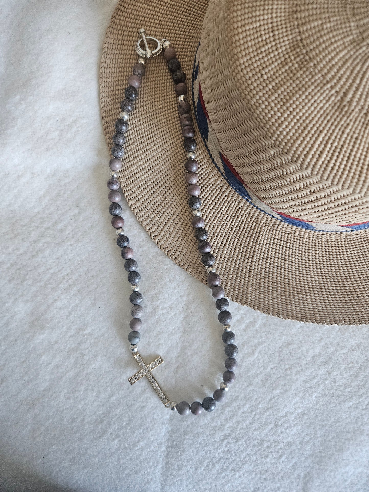 Jasper and Cross Necklace