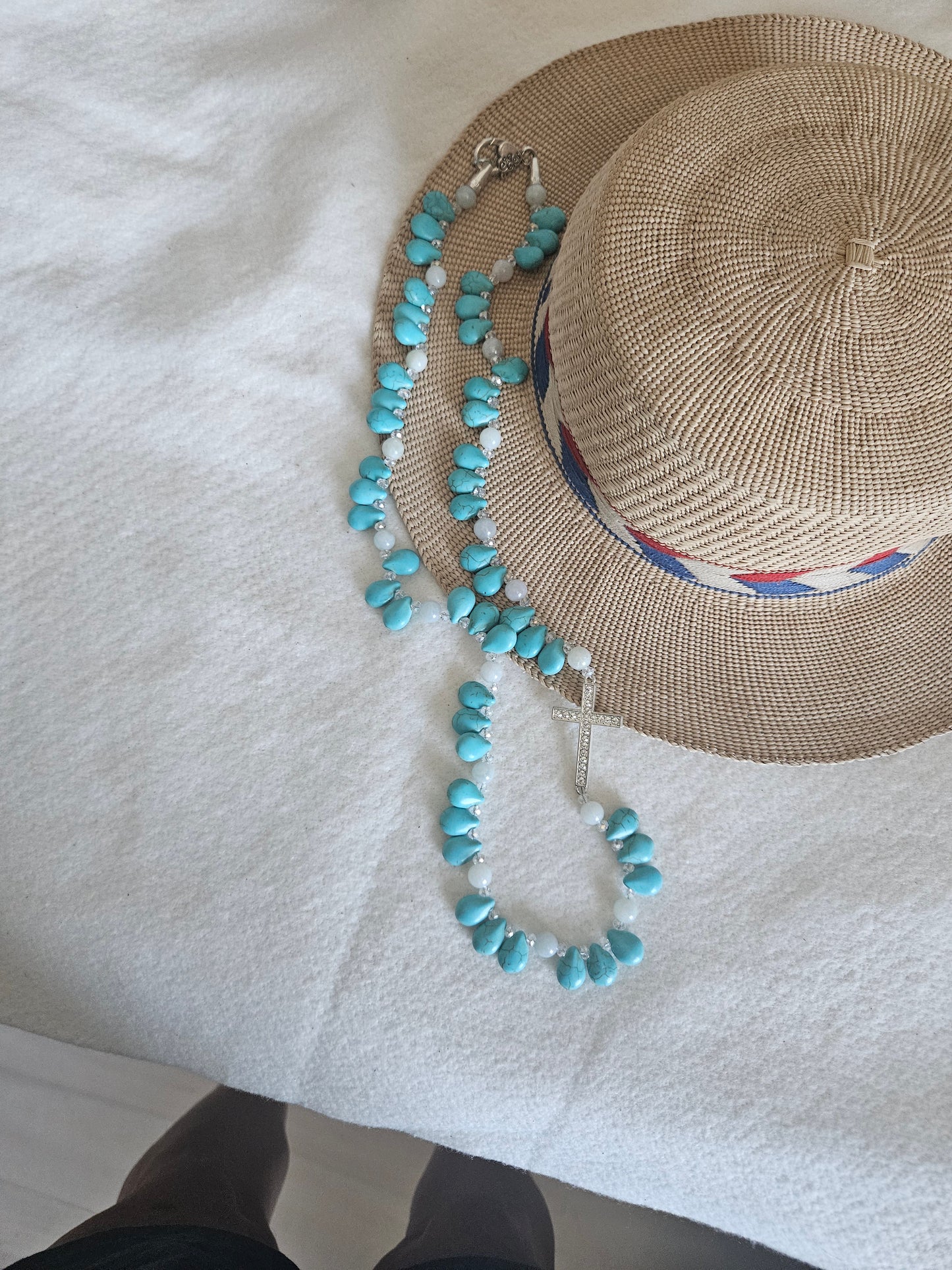 Denim Blue Feldspar and Cross Necklace