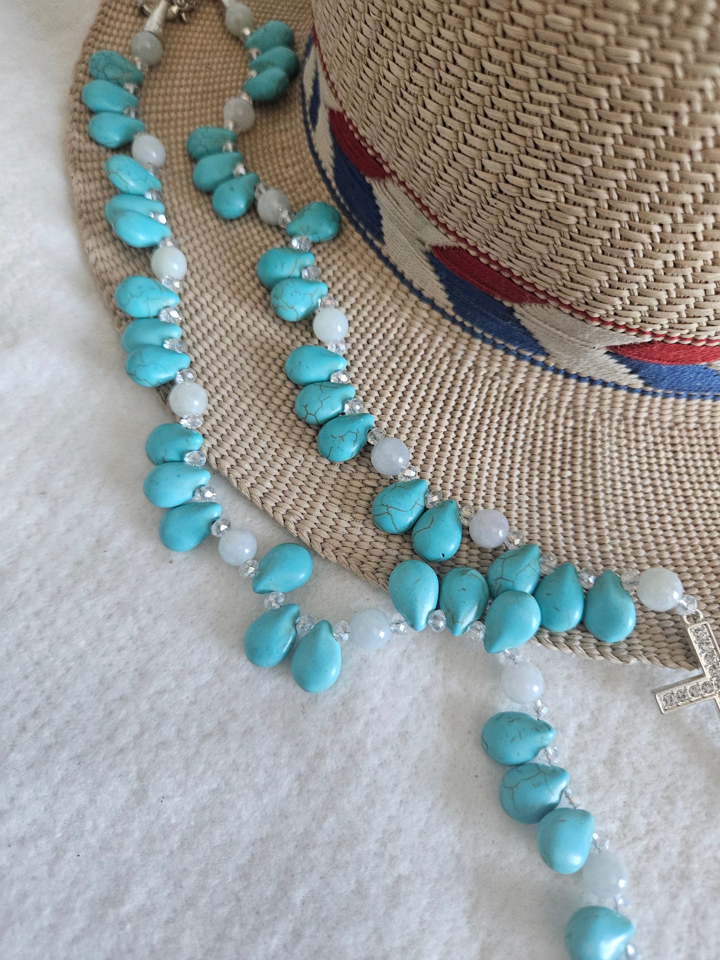 Denim Blue Feldspar and Cross Necklace