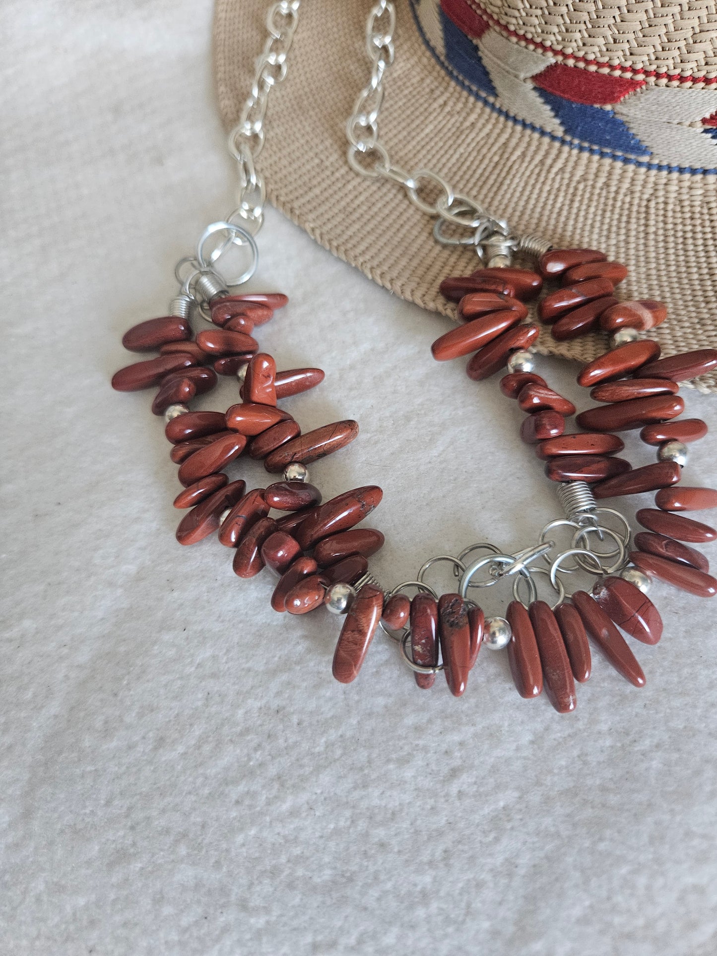 Red Coral and Chain Necklace