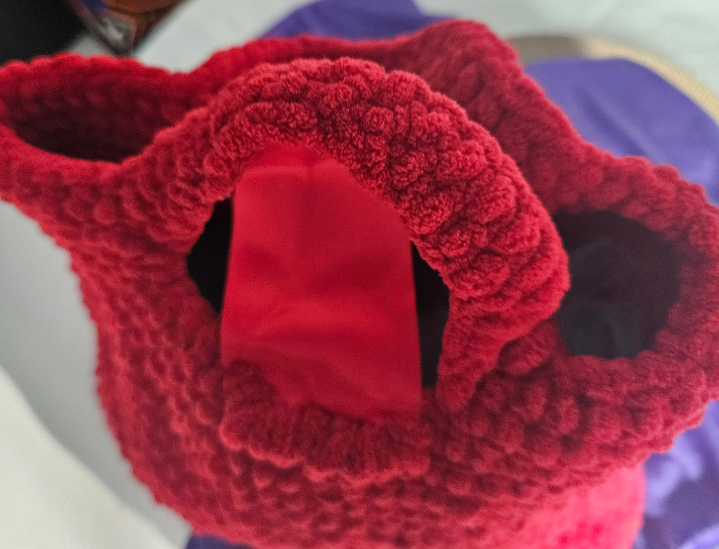 Red Crochet Bucket Style Purse