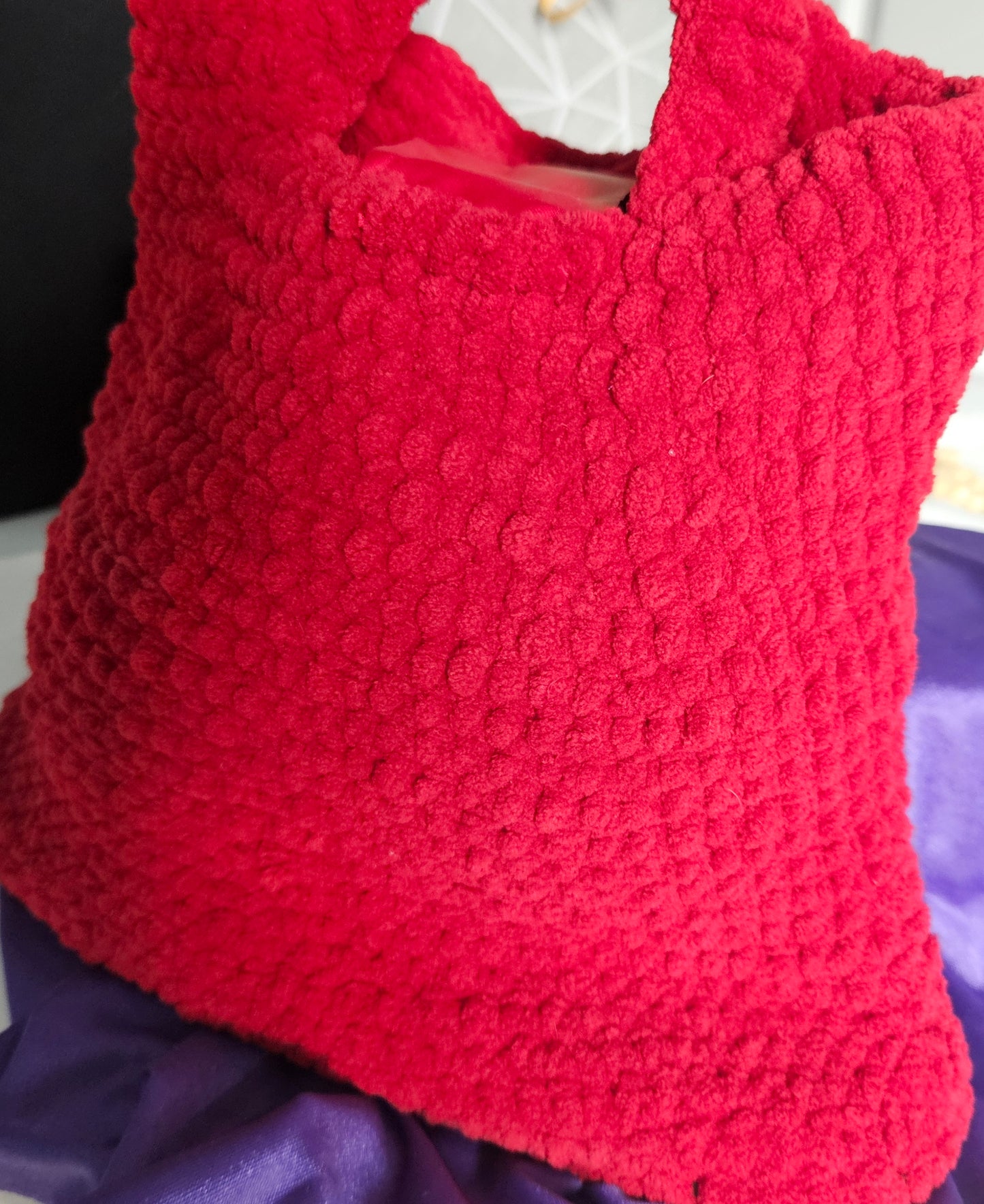 Red Crochet Bucket Style Purse