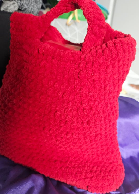 Red Crochet Bucket Style Purse