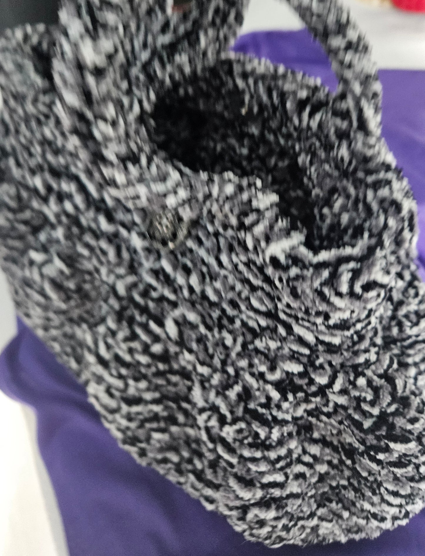 Black and Gray Crochet Carpet Bag Purse