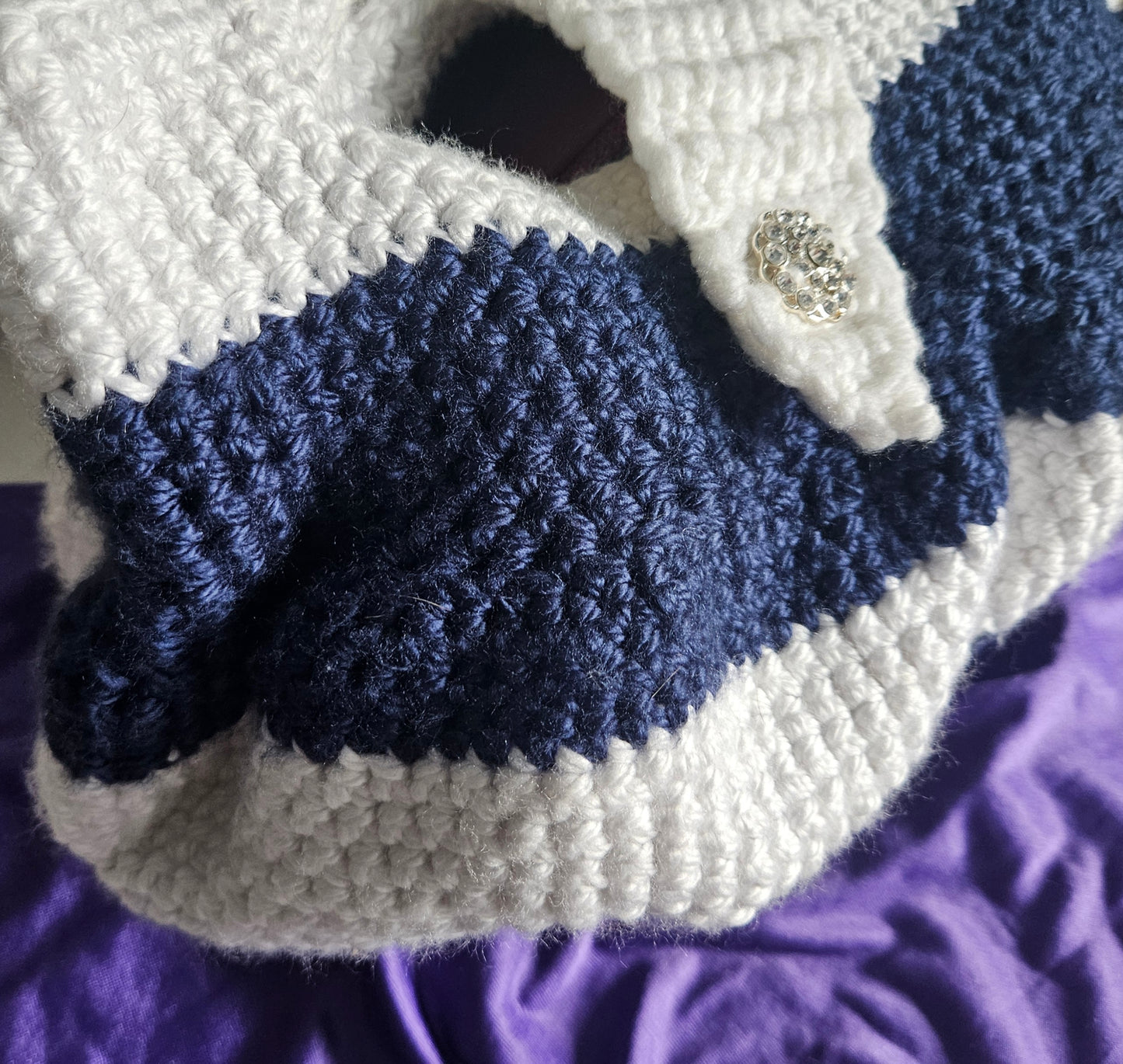 Blue and White Carpet Bag Purse