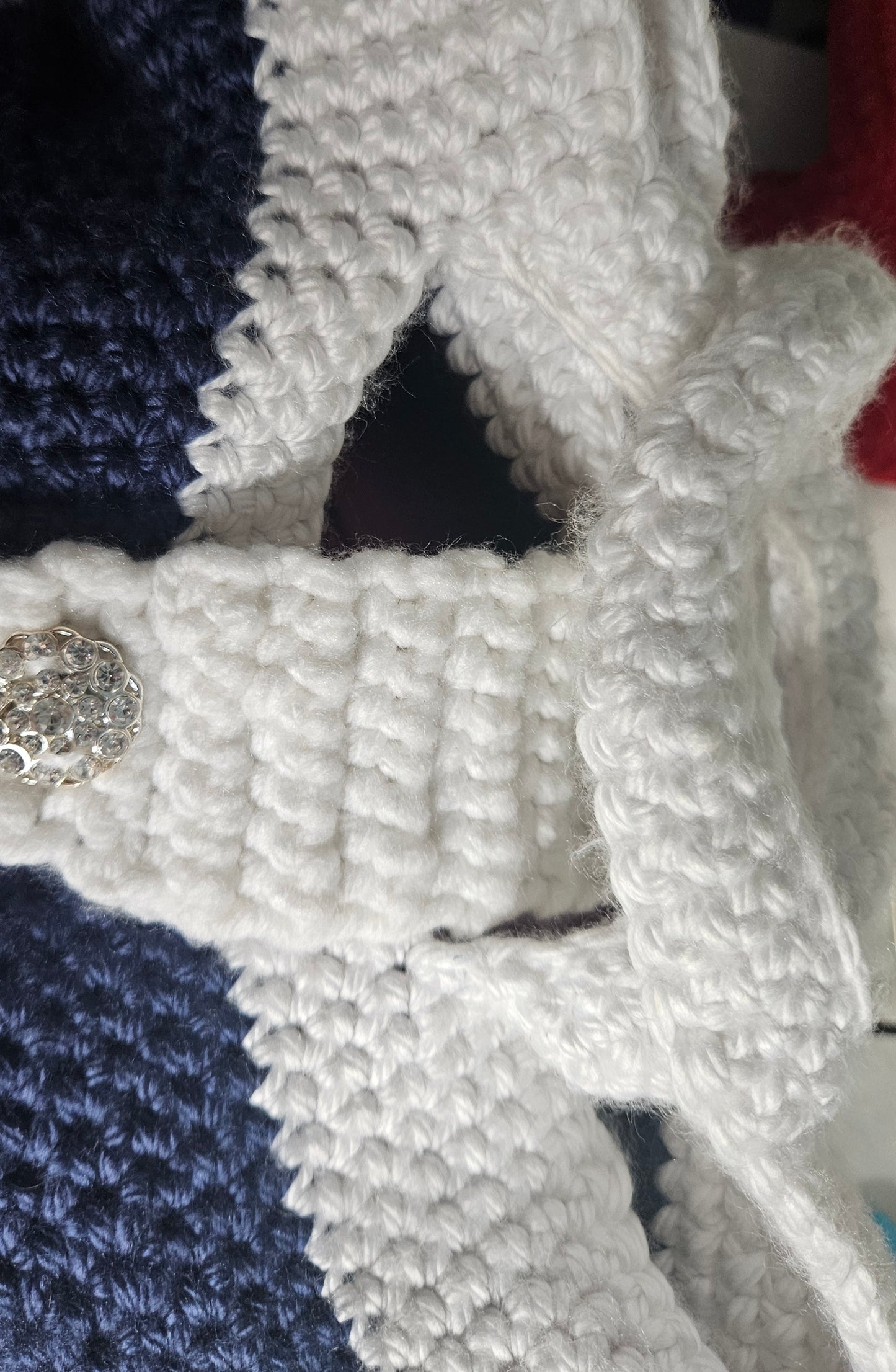 Blue and White Carpet Bag Purse